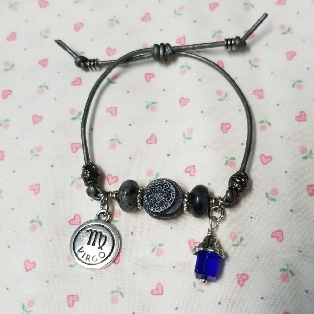 Zodiac Grey Leather Bracelet!